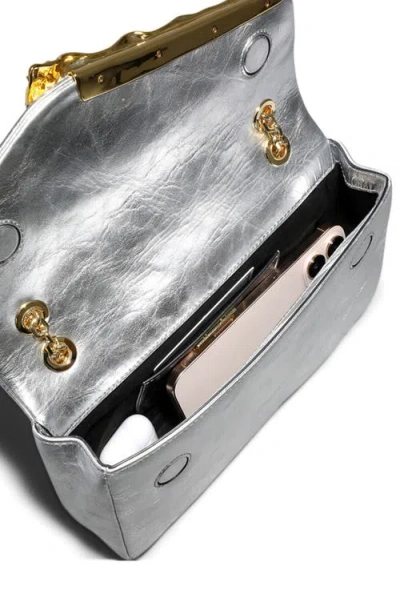 Alexis Bittar The Angular Metallic Leather Shoulder Bag In Silver