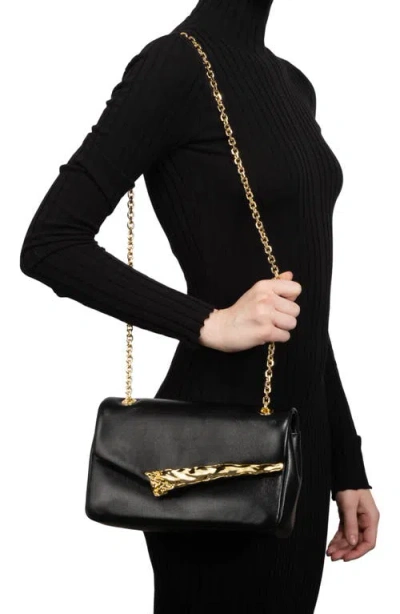 Alexis Bittar The Angular Leather Shoulder Bag In Black