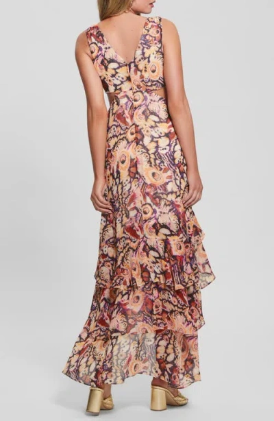 Guess Leisha Sleeveless Ruffle High-low Dress In Multi