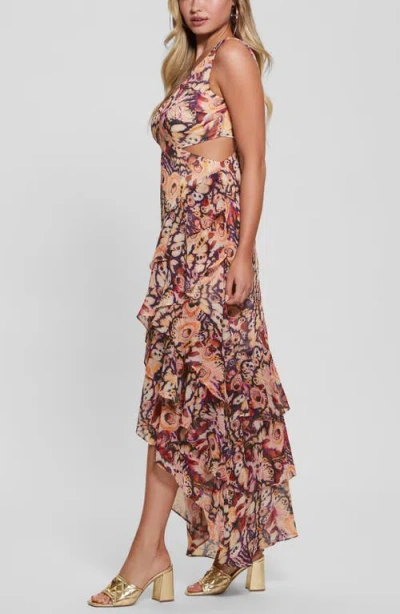 Guess Leisha Sleeveless Ruffle High-low Dress In Multi