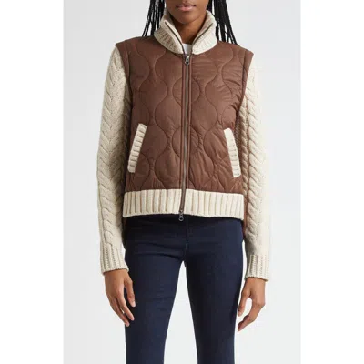 Veronica Beard Patra Mixed-media Jacket In Brown