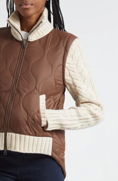 Veronica Beard Patra Mixed-media Jacket In Brown