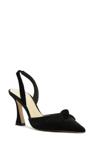 Alexandre Birman Clarita Bow Pointed Toe Slingback Sandal In Black