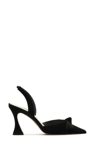 Alexandre Birman Clarita Bow Pointed Toe Slingback Sandal In Black