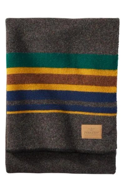 Pendleton Yakima Camp Wool Blend Throw Blanket In Gray