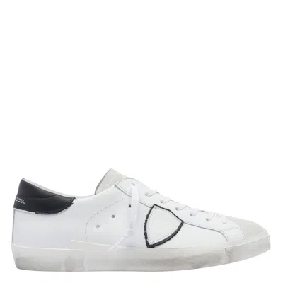 Philippe Model Prsx Low Man Blanc/bleu Sneakers In White