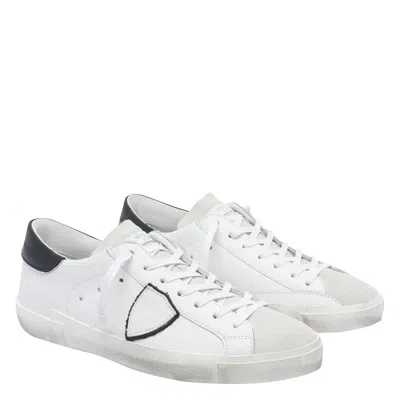 Philippe Model Prsx Low Man Blanc/bleu Sneakers In White