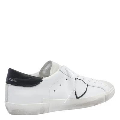 Philippe Model Prsx Low Man Blanc/bleu Sneakers In White