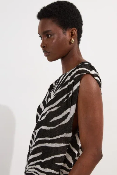 Karen Millen Jacquard Zebra Print Slinky Maxi Dress In Black