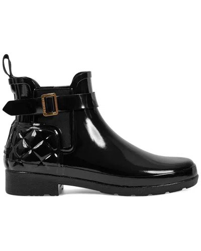 Hunter Refined Chelsea Quilted Gloss Rubber Boot In Black