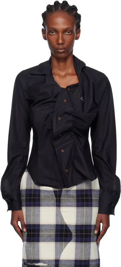 Vivienne Westwood Long Sleeve Collared Top With Cuffed Sleeves In Black