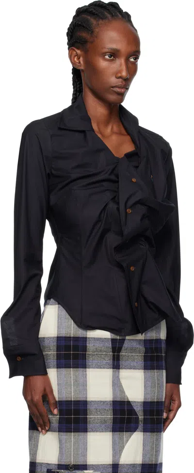 Vivienne Westwood Long Sleeve Collared Top With Cuffed Sleeves In Black