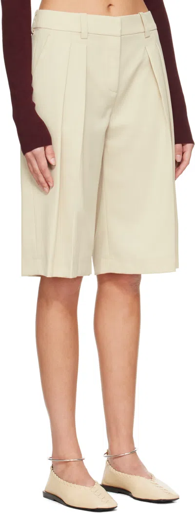The Frankie Shop Womens Off White Bilbao Pleated Wool Bermuda Shorts Xs In White