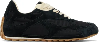 Bottega Veneta Orbit Leather-trimmed Suede And Shell Sneakers In Black
