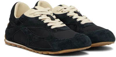 Bottega Veneta Orbit Leather-trimmed Suede And Shell Sneakers In Black