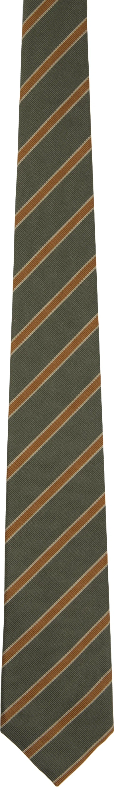 Auralee Olive Striped Tie In Green