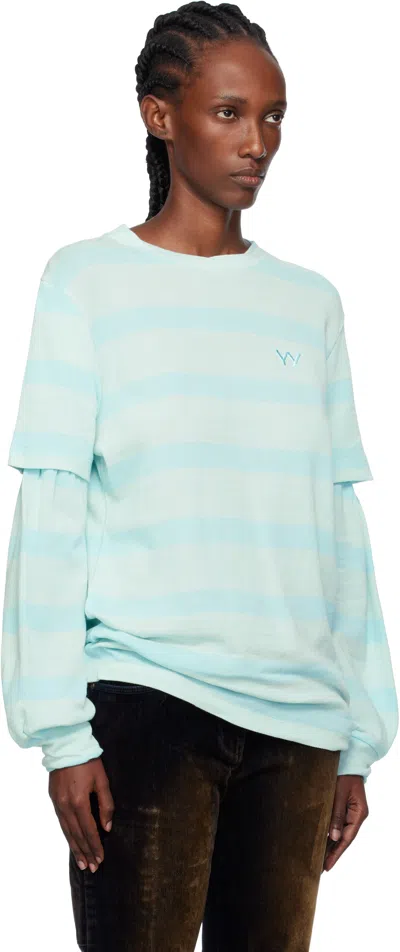Open Yy Cotton Striped T-shirt In Blue