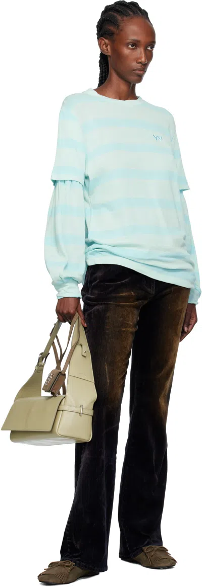 Open Yy Cotton Striped T-shirt In Blue