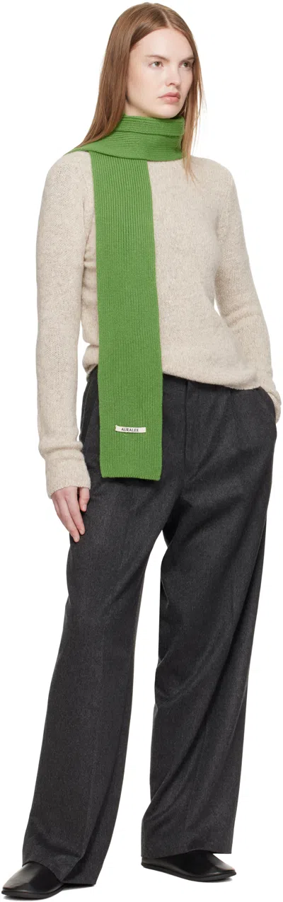 Auralee Green Light Cashmere Knit Stole In Green