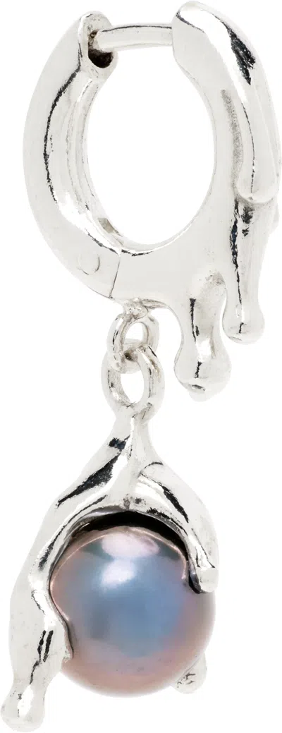 Alan Crocetti Nano Pearl Melt Single Earring In Silver