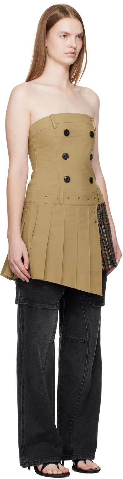 Andersson Bell Beige Double Pleats Trench Minidress In Brown