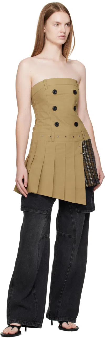 Andersson Bell Beige Double Pleats Trench Minidress In Brown