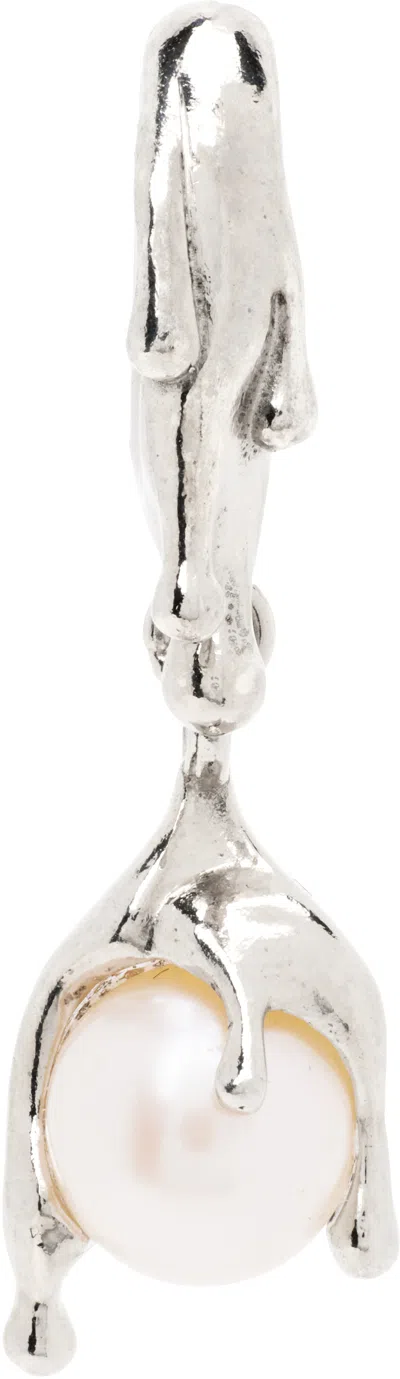 Alan Crocetti Nano Pearl Melt Single Earring In Silver