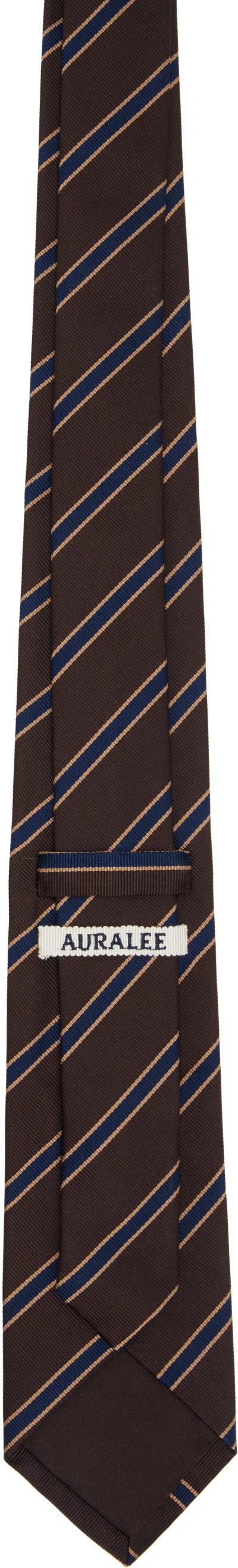 Auralee Striped Silk Tie In Multi