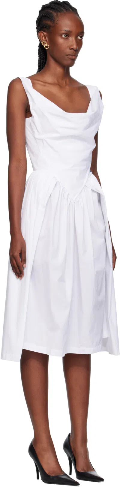 Vivienne Westwood Sunday Draped Cotton And Silk Midi Dress In White