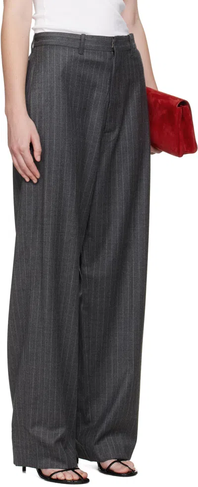 R2w Gray Lopez Striped Trousers In Gray