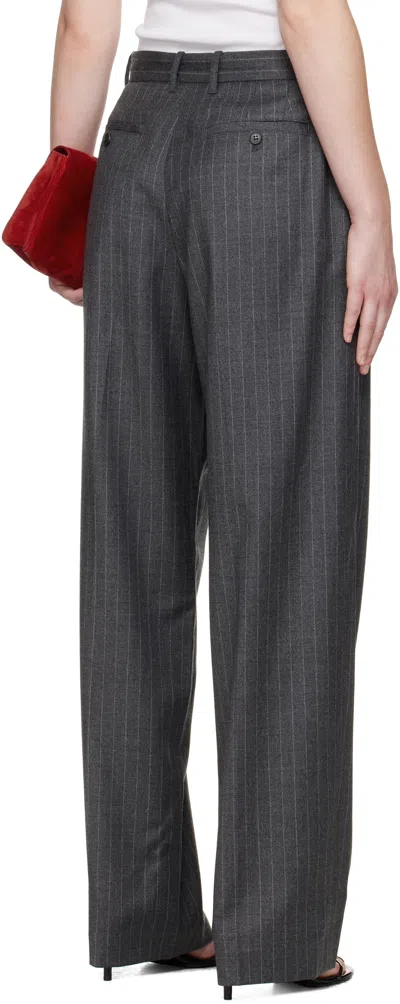 R2w Gray Lopez Striped Trousers In Gray