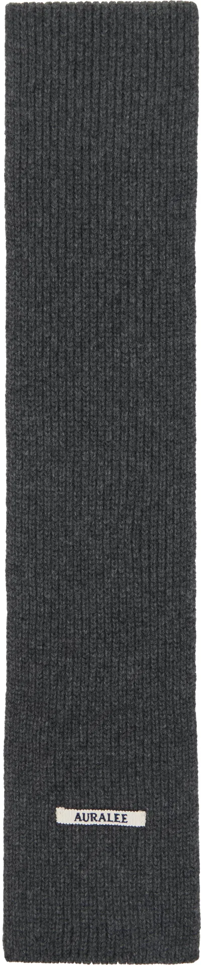 Auralee Gray Light Cashmere Knit Stole In Gray