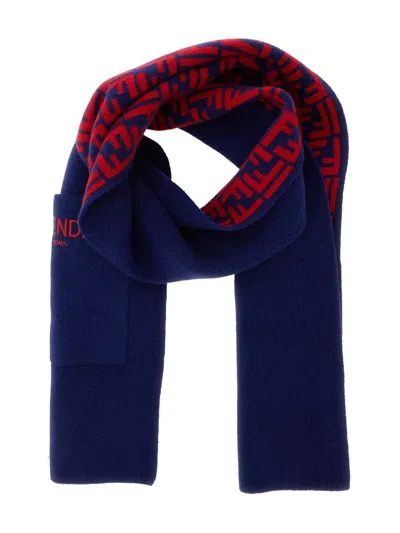 Fendi Monogram-pattern Scarf In Blue