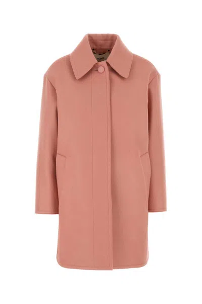 Fendi Pink Wool Coat In Pink