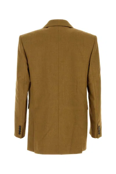 Saint Laurent Tailored Wool Blazer Featuring Peak Lapel In Brown