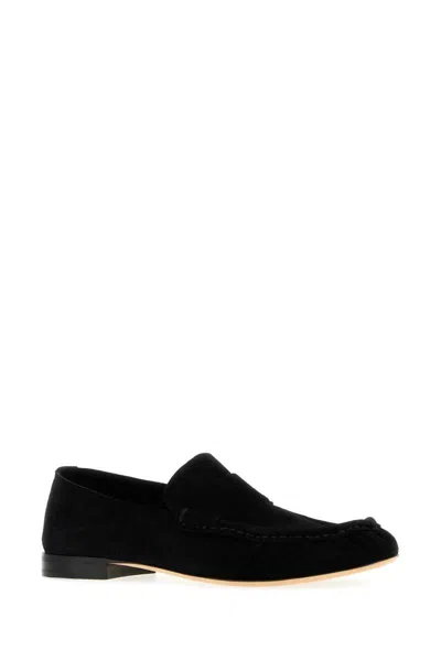 The Row Black Slip On Loafers In Black