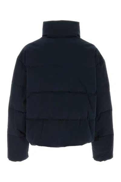 Dsquared2 High Collar Navy Puffer Jacket With Contrast Logo And Multicolor Heritage Lining In Blue