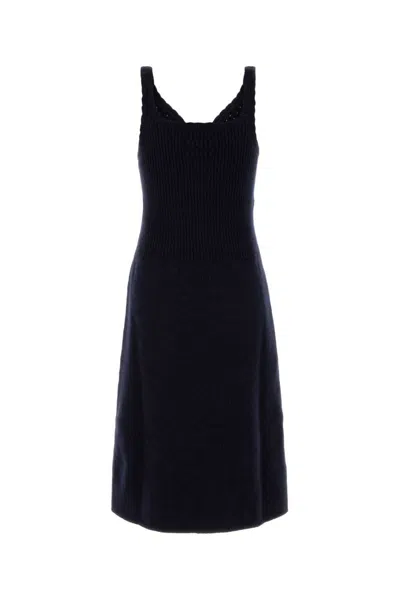 Miu Miu Sleeveless V-neck Fitted Mini Dress In Blue