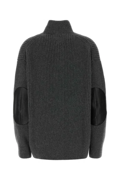 Prada Oversize Cashmere Cardigan Featuring Elbow Patches In Gray