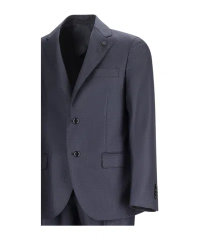 Lardini Single-breasted Wool Suit In Black
