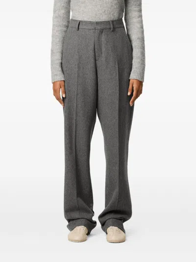 Ami Alexandre Mattiussi Tailored Wool Trousers Featuring Pleated Front In Gray