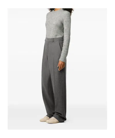 Ami Alexandre Mattiussi Tailored Wool Trousers Featuring Pleated Front In Gray
