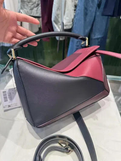 Loewe X Albers Puzzle Square Shoulder Bag In Leather In Black