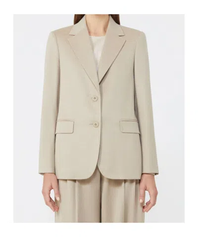 Max Mara Single-breasted Wool Broadcloth Blazer In Brown
