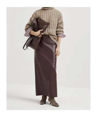 Brunello Cucinelli Mohair-blend Dazzling Hooded Sweater In Brown