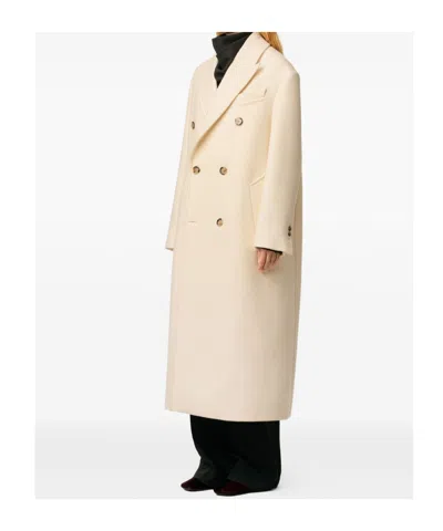 Ami Alexandre Mattiussi Ami Paris Women Long Double-breasted Coat In Neutral