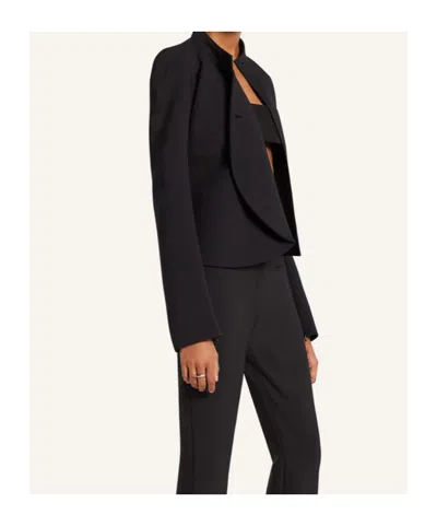Courrèges Heritage Crepe Cropped Blazer Jacket In Black