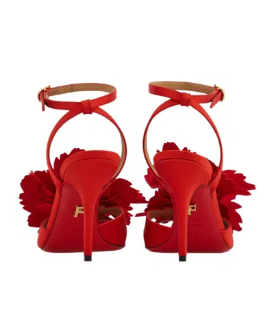 Ferragamo 90mm Flower-embellished High-heel Sandals In Red