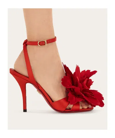 Ferragamo 90mm Flower-embellished High-heel Sandals In Red