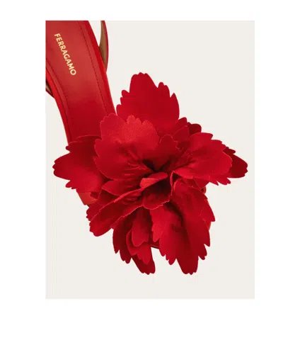 Ferragamo 90mm Flower-embellished High-heel Sandals In Red